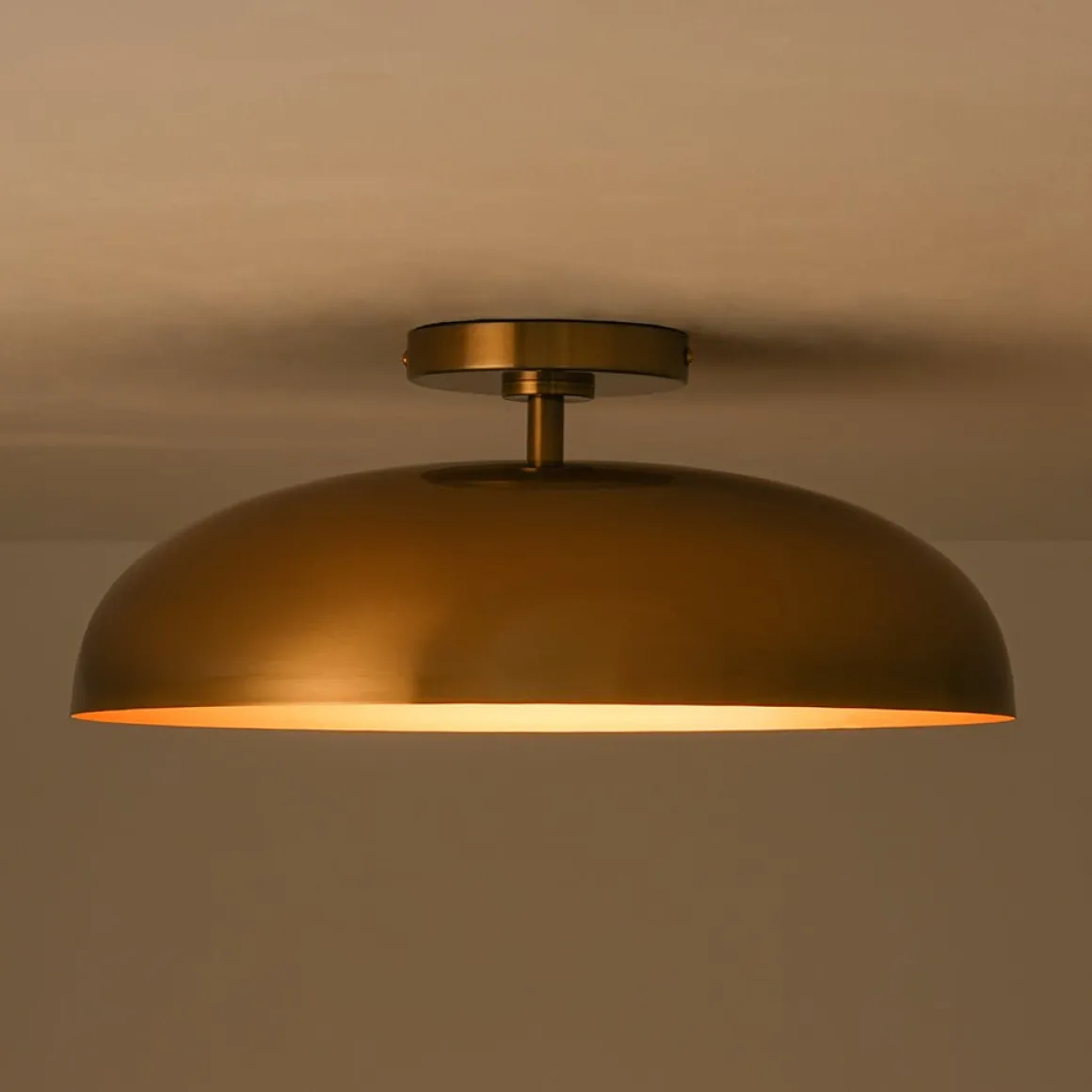 Wide Iron Dome Dimmable LED Semi Flush Ceiling Light
