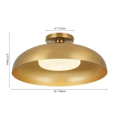 Wide Iron Dome Dimmable LED Semi Flush Ceiling Light