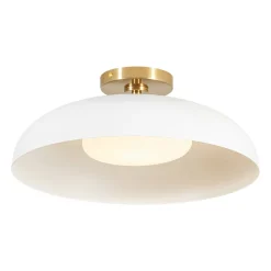 Wide Iron Dome Dimmable LED Semi Flush Ceiling Light
