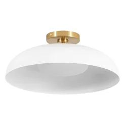 Wide Iron Dome Dimmable LED Semi Flush Ceiling Light