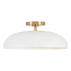 Wide Iron Dome Dimmable LED Semi Flush Ceiling Light