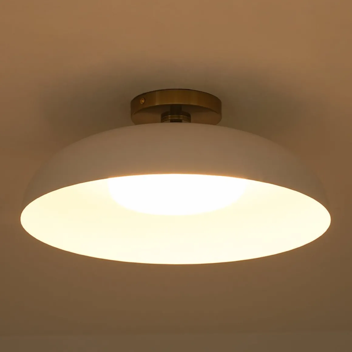Wide Iron Dome Dimmable LED Semi Flush Ceiling Light