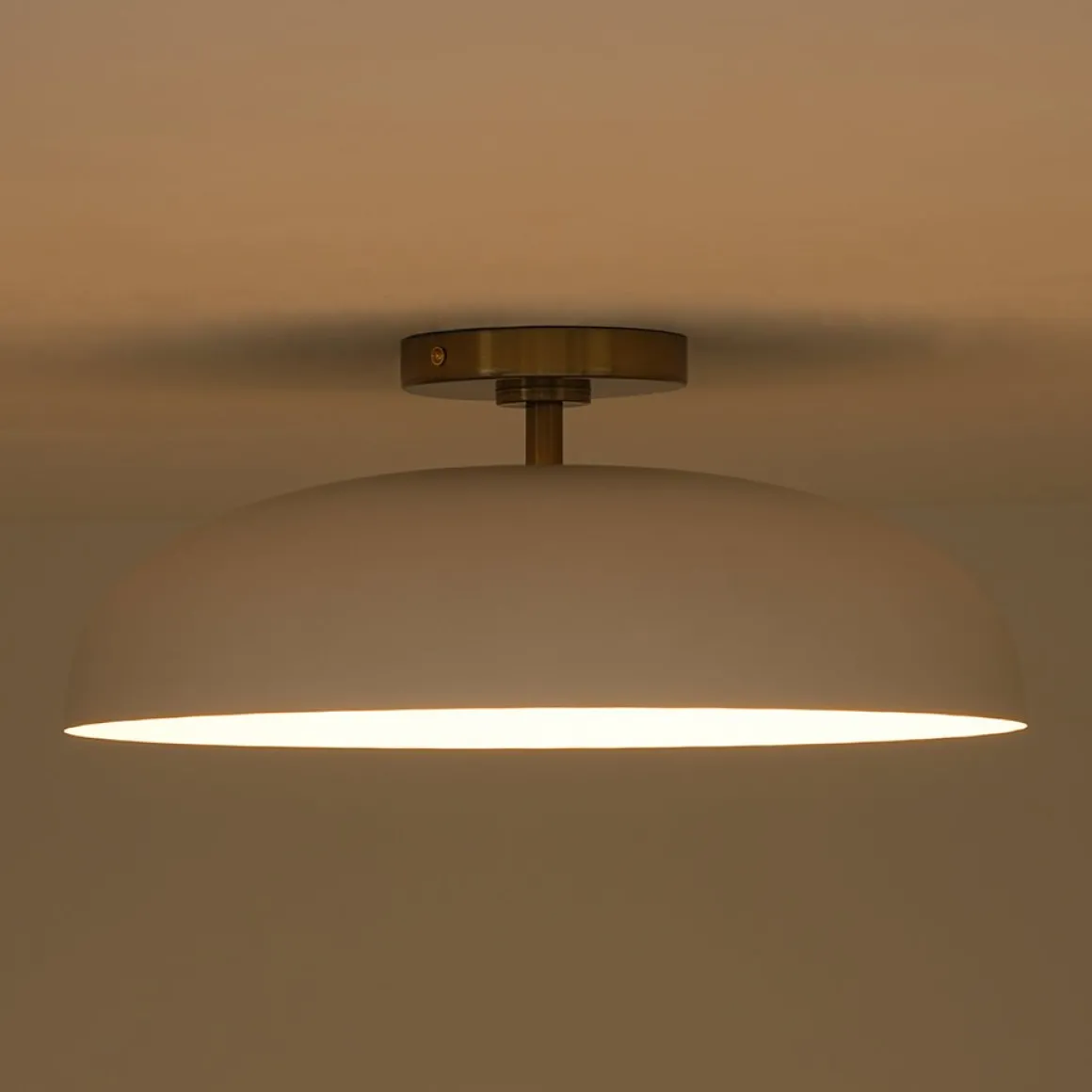 Wide Iron Dome Dimmable LED Semi Flush Ceiling Light