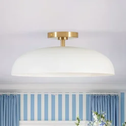 Wide Iron Dome Dimmable LED Semi Flush Ceiling Light