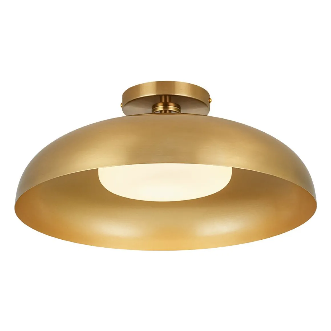 Wide Iron Dome Dimmable LED Semi Flush Ceiling Light