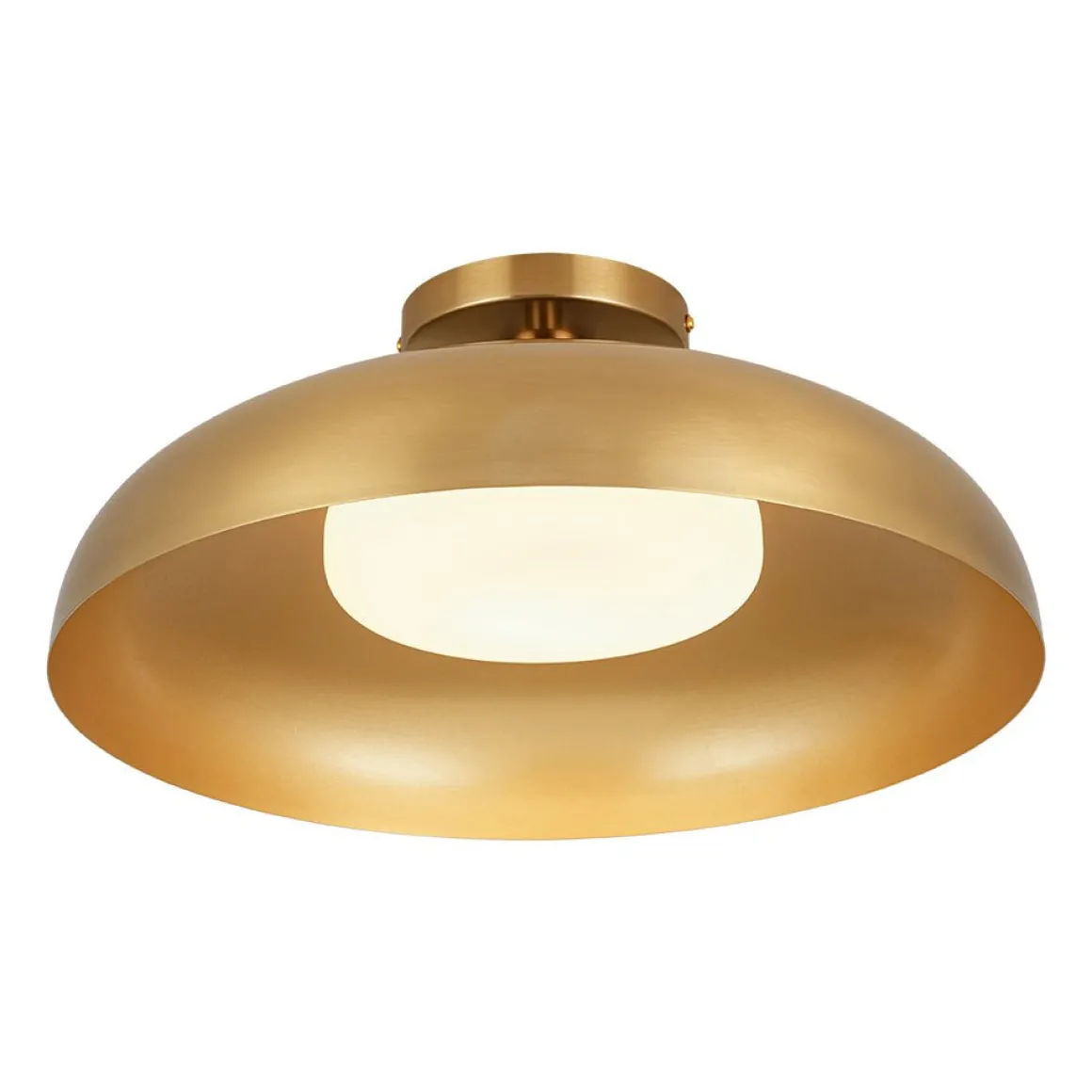 Wide Iron Dome Dimmable LED Semi Flush Ceiling Light