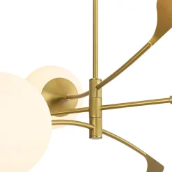Wind-Vane Tiered 3-Light Opal Glass Globe Sputnik Chandelier