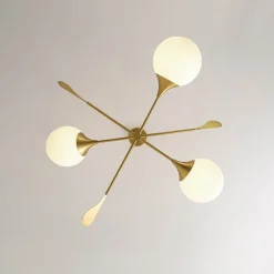 Wind-Vane Tiered 3-Light Opal Glass Globe Sputnik Chandelier