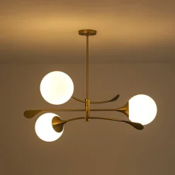 Wind-Vane Tiered 3-Light Opal Glass Globe Sputnik Chandelier
