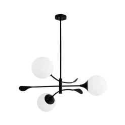 Wind-Vane Tiered 3-Light Opal Glass Globe Sputnik Chandelier