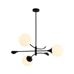 Wind-Vane Tiered 3-Light Opal Glass Globe Sputnik Chandelier