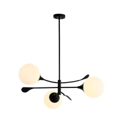 Wind-Vane Tiered 3-Light Opal Glass Globe Sputnik Chandelier