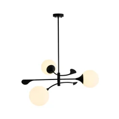 Wind-Vane Tiered 3-Light Opal Glass Globe Sputnik Chandelier