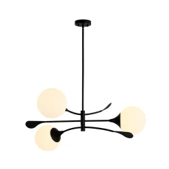 Wind-Vane Tiered 3-Light Opal Glass Globe Sputnik Chandelier