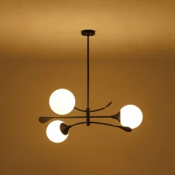 Wind-Vane Tiered 3-Light Opal Glass Globe Sputnik Chandelier