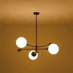 Wind-Vane Tiered 3-Light Opal Glass Globe Sputnik Chandelier