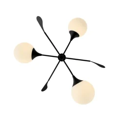 Wind-Vane Tiered 3-Light Opal Glass Globe Sputnik Chandelier