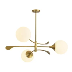 Wind-Vane Tiered 3-Light Opal Glass Globe Sputnik Chandelier