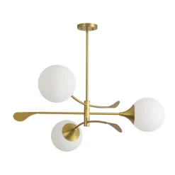 Wind-Vane Tiered 3-Light Opal Glass Globe Sputnik Chandelier