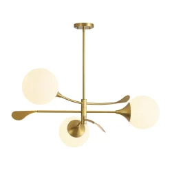 Wind-Vane Tiered 3-Light Opal Glass Globe Sputnik Chandelier