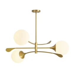 Wind-Vane Tiered 3-Light Opal Glass Globe Sputnik Chandelier
