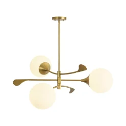 Wind-Vane Tiered 3-Light Opal Glass Globe Sputnik Chandelier