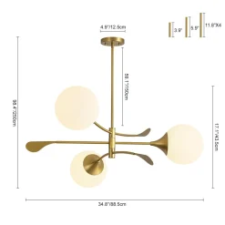 Wind-Vane Tiered 3-Light Opal Glass Globe Sputnik Chandelier