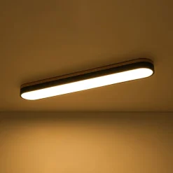 Wood Accent Oval Dimmable LED Flush Mount Ceiling Light