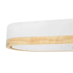 Wood Accent Oval Dimmable LED Flush Mount Ceiling Light