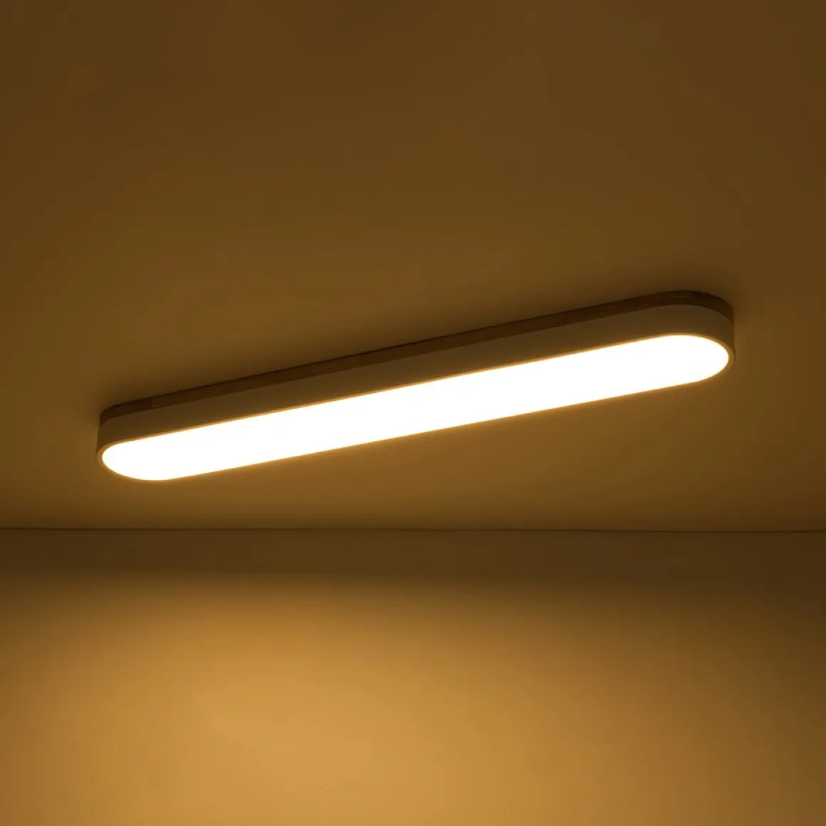 Wood Accent Oval Dimmable LED Flush Mount Ceiling Light