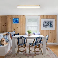 Wood Accent Oval Dimmable LED Flush Mount Ceiling Light