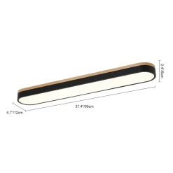 Wood Accent Oval Dimmable LED Flush Mount Ceiling Light