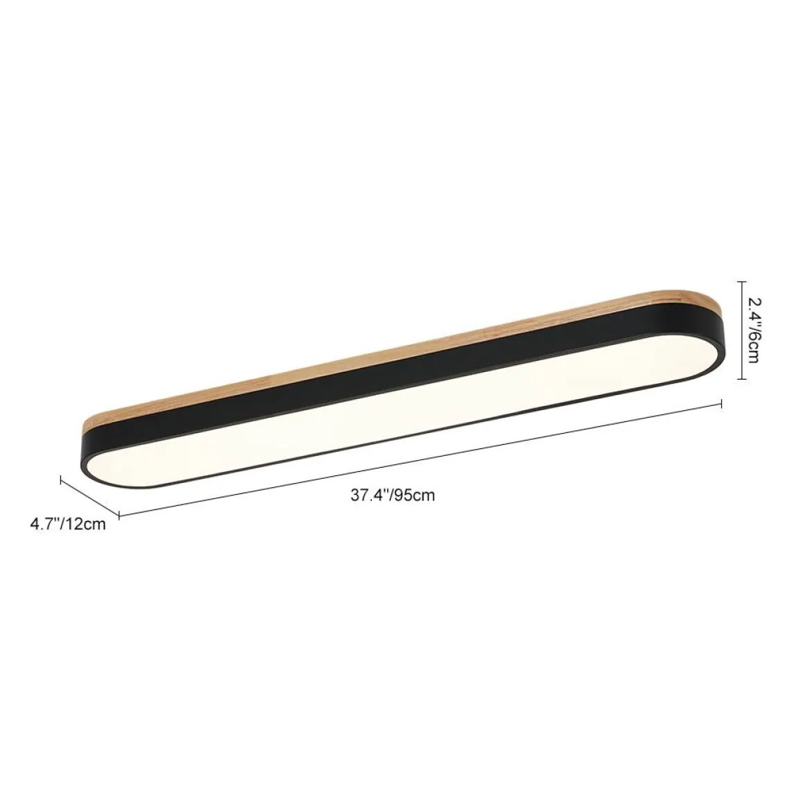 Wood Accent Oval Dimmable LED Flush Mount Ceiling Light