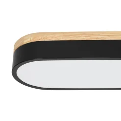 Wood Accent Oval Dimmable LED Flush Mount Ceiling Light