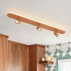 Wood Oval LED Adjustable Spotlight Ceiling Track Light